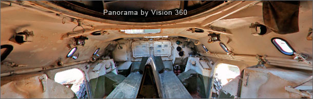 Sfääriline panoraamfoto BTR-70 sisemusest